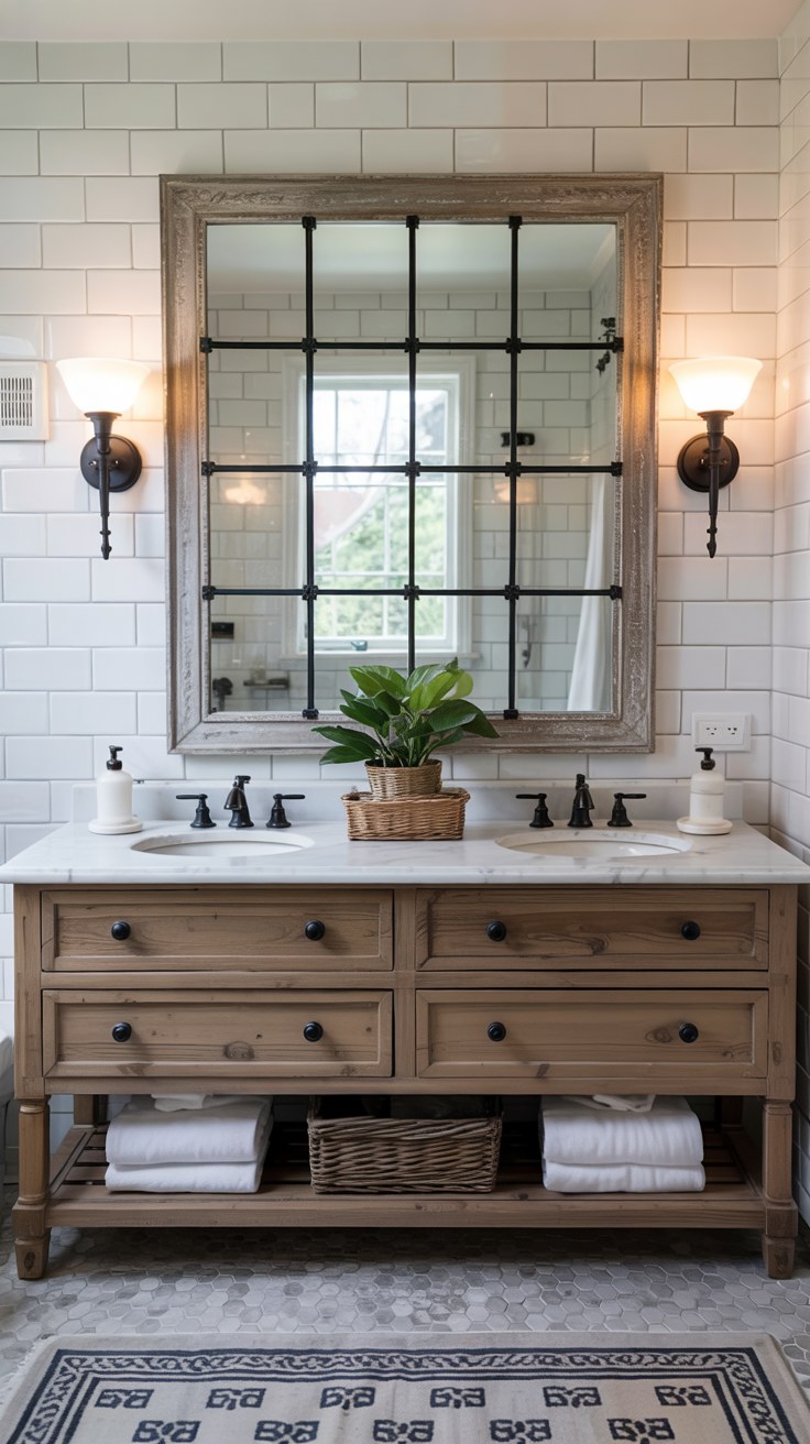 Modern Farmhouse Bathroom Ideas with Rustic Vanity Design