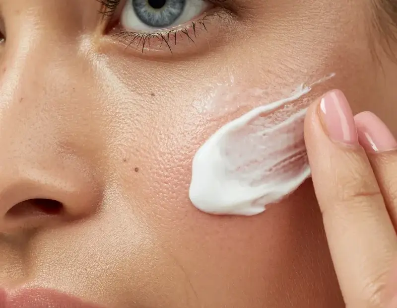 Applying white skincare product for dewy skin | Close-up beauty routine tips