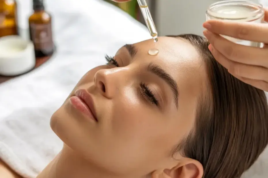 Glass dropper facial treatment for calm skin | cozy spa vibes