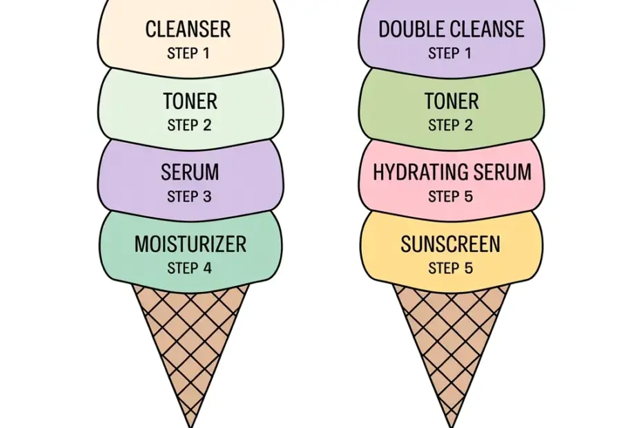 Skincare Routine Ice Cream Cones — Cute Morning & Night Routine Guide