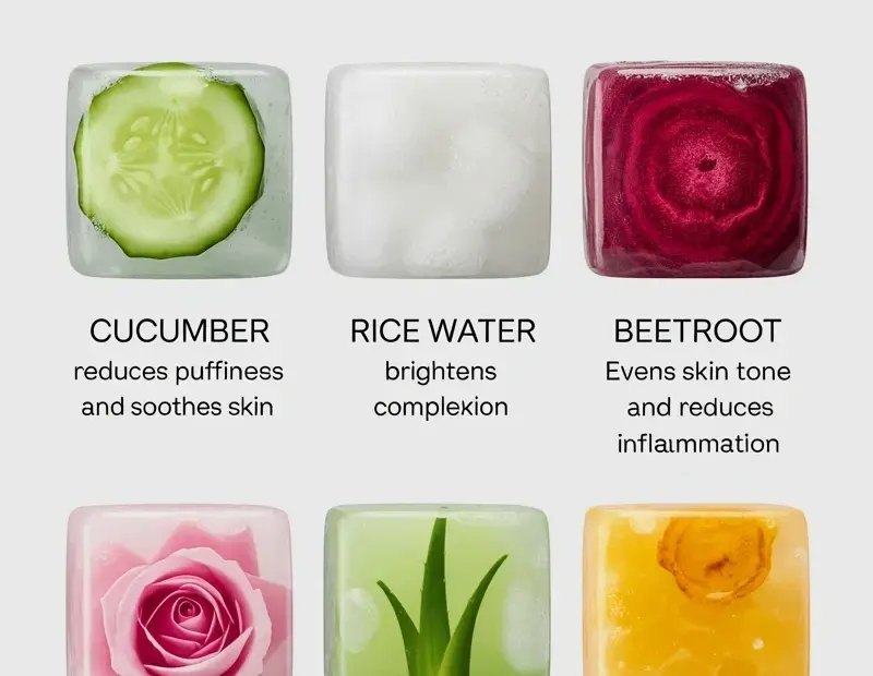 Ice Facial Cubes for Glowing Skin | Cucumber, Rice Water & Beetroot Benefits
